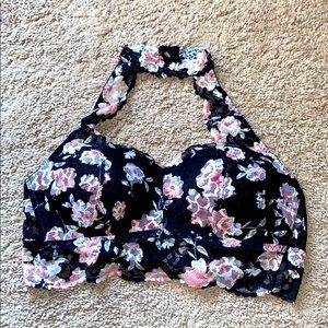 PINK Floral Push-Up Choker Bralette